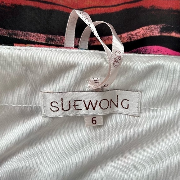 Sue Wong Colorful Watercolor Strapless Floral Pleated Gown Maxi Dress Size 6 - Picture 10 of 12